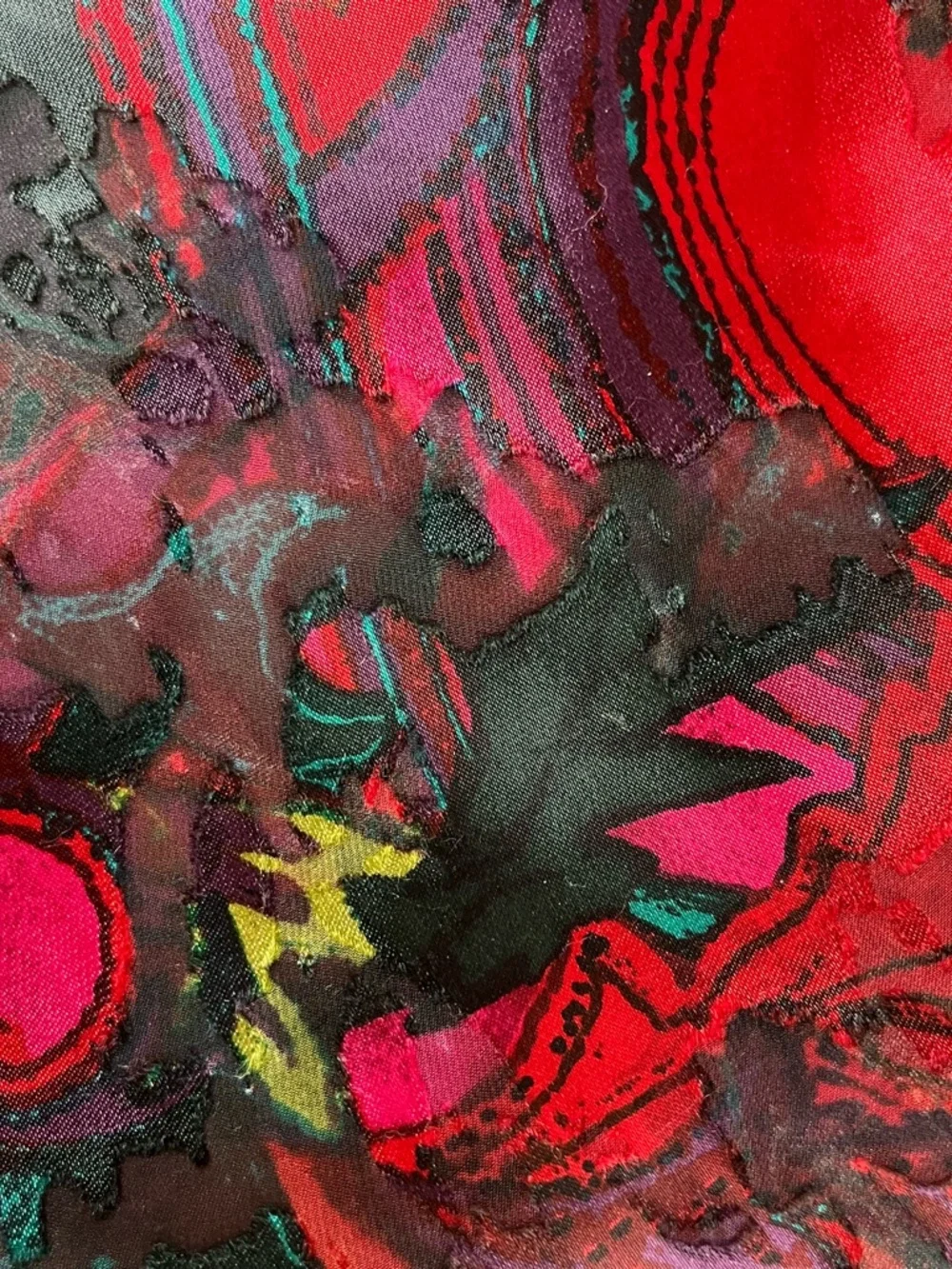 Chico's Poetcore Fuchsia & Black Floral V-Neck Long-Sleeve Blouse 40% Silk - Picture 4 of 5